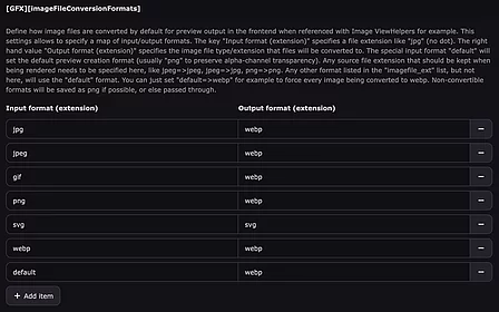 GFX → imageFileConversionFormats GFX → imageFileConversionFormats