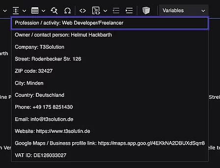 Dropdown Variablen in der CKEditor-5-Toolbar Dropdown Variablen in der CKEditor-5-Toolbar