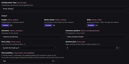 Backend Modul "T3SB Config" Backend Modul